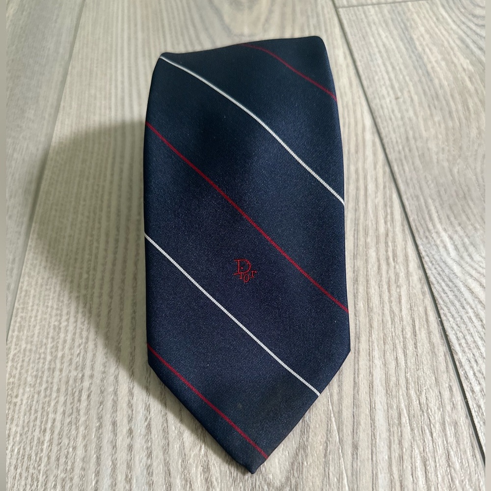 Christian Dior Navy Stripe Tie Authentic!!